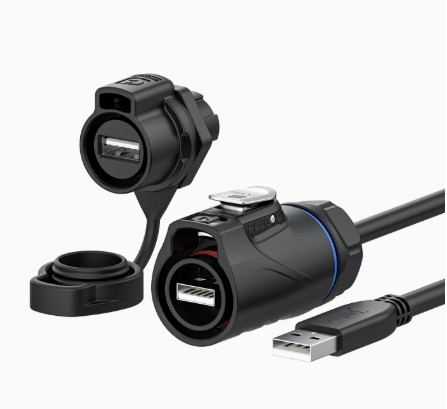 PLG20 USB3.0/2.0单孔全塑胶数据航空插头带线